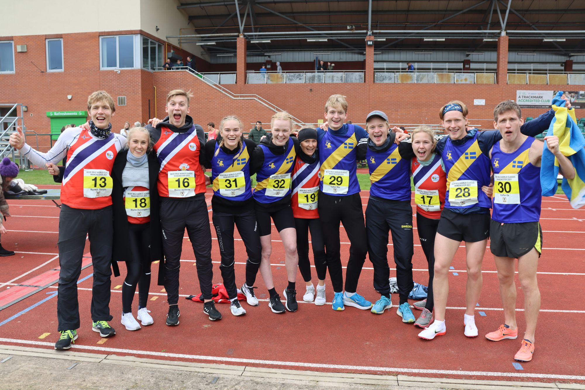 Norway and Sweden Beer Mile Teams