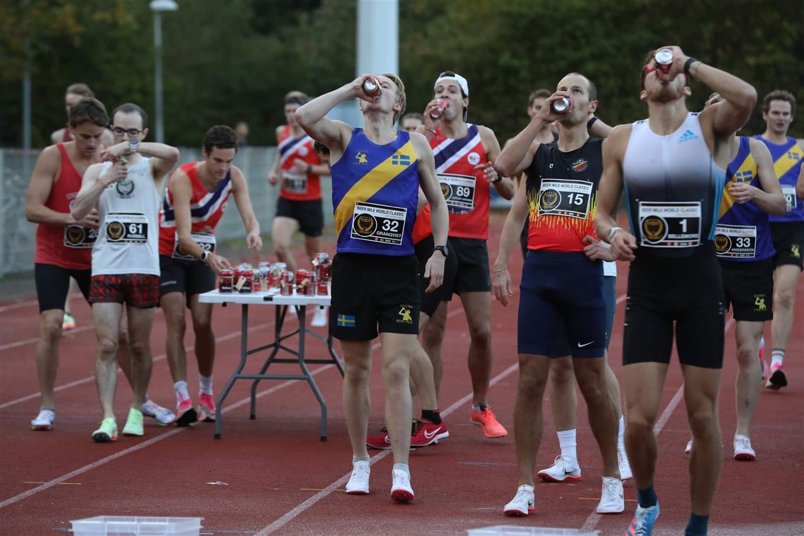 Chug Zone for the Men's Championship Race at the 2022 Beer Mile World Classic