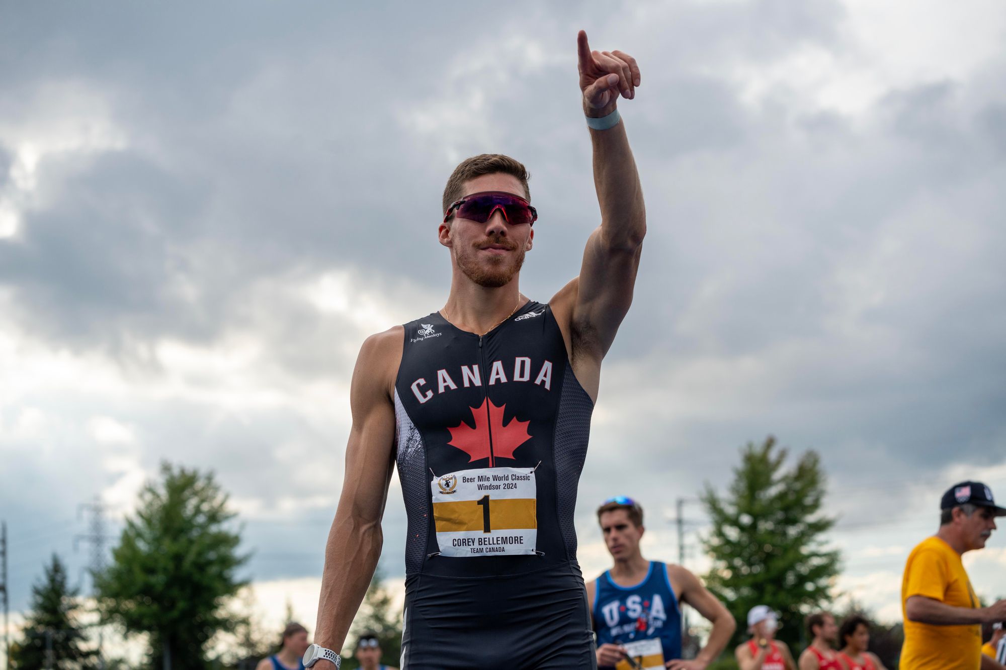 Corey Bellemore acknowledges the crowd after winning the 2024 Beer Mile World Classic - Photo: Jake Clement