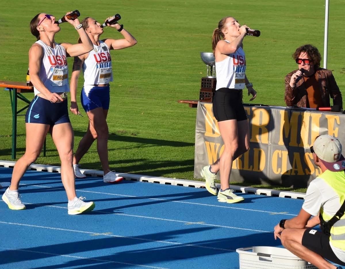 Melanie Pozdol, Shelby Houlihan, and Elizabeth Laseter (from left to right) in the chug zone