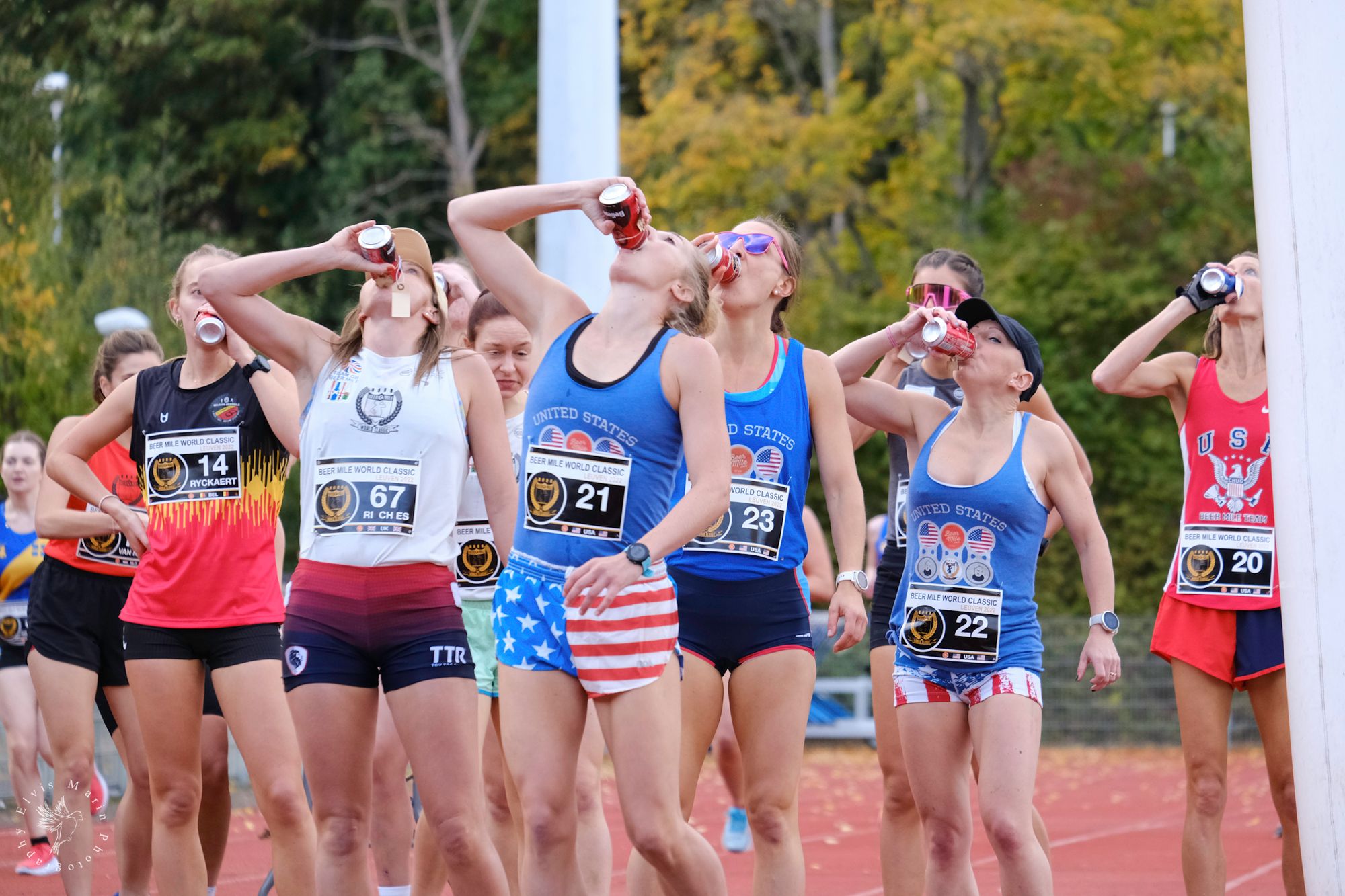 Chug Zone for the Women's Championship Race at the 2022 Beer Mile World Classic 
